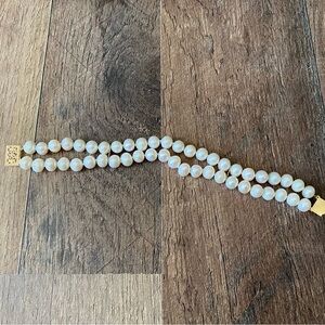 14k Gold Filled Genuine Pearl Double Strand Bracelet 7 1/2 Inches